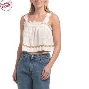 AYLAYA Khaki/White Linen Kinshasa Top